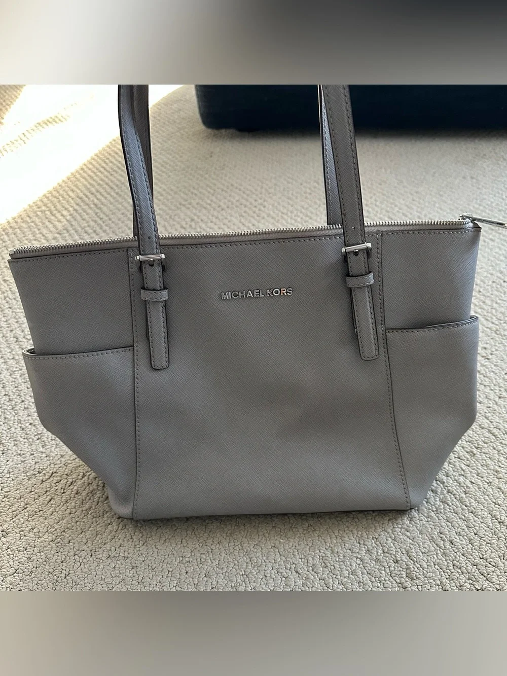 Michael Kors Gray/taupe Tote Bag with Exterior Pockets